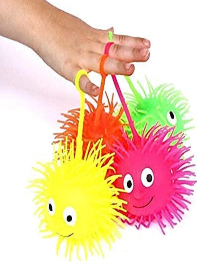 Munmoll LED Lights Puffer Balls with Big Eyes Soft Squeezable Squishy Toy Stress Relief Ball Rubber Puffer Fun Toy Indoor Outdoor Spiky Fidget Sponge Balls Boy Girl Best Gift (Set of 4) - Image 1